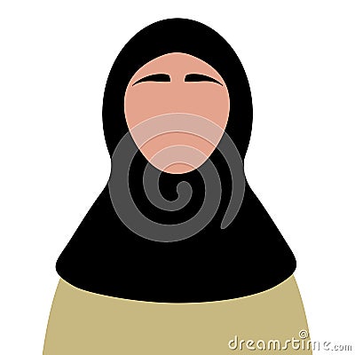 Friendship of the peoples of the world. Muslim woman flat flat design isolated on white Vector Illustration