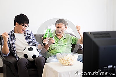 Friendship, sports and entertainment concept - happy male friend Stock Photo