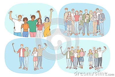 Friendship, students, communication, mates, education, university, friends concept Vector Illustration