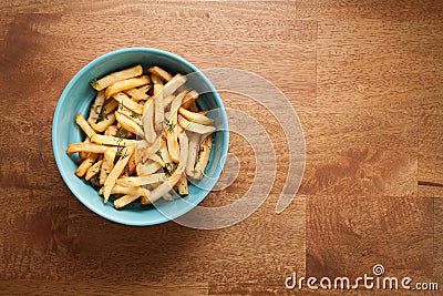 Fries french herb still life wood background flat lay Stock Photo