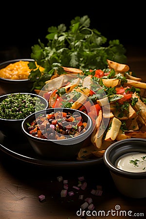 Fries seasoned with Indian masala spices Stock Photo