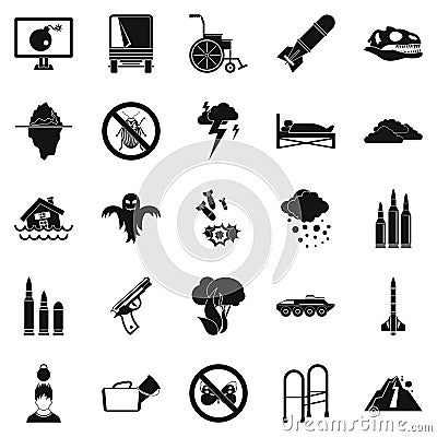 Fright icons set, simple style Vector Illustration