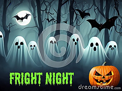 Fright Night - haunted Halloween woods full of ghosts Stock Photo