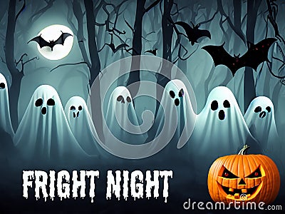 Fright Night - haunted Halloween woods full of ghosts Stock Photo