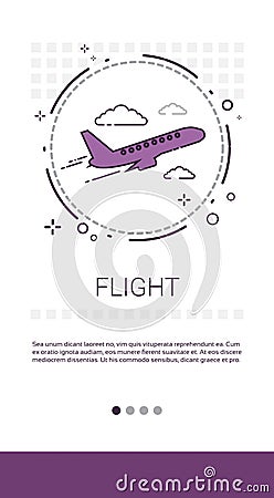 Fright Plane Tickets Online Booking Service Banner Vector Illustration