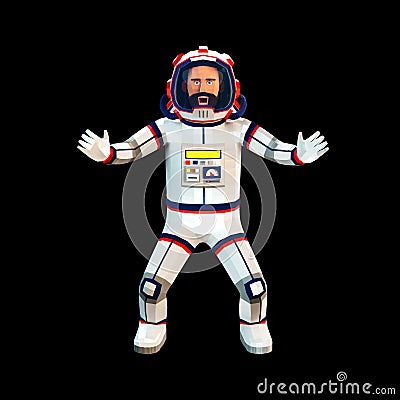Frightened astronaut in a spacesuit. Cartoon Illustration
