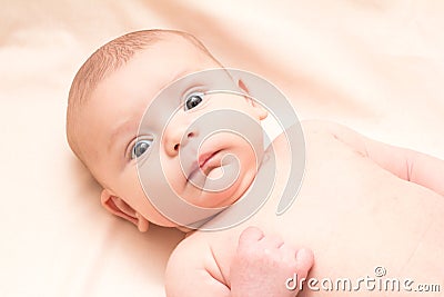 Frightened child 2 months. Stock Photo