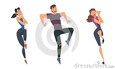 Frightened people set. Nervous worried man and women, panic attack, anxiety and phobia cartoon vector illustration Vector Illustration