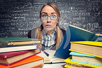 Frightened student before an exam Stock Photo