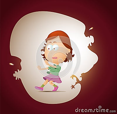 Frightened young girl Vector Illustration