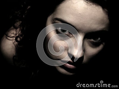 Frightening young girl Stock Photo