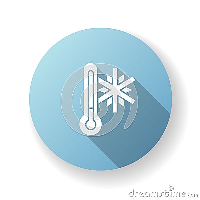 Frigid temperature blue flat design long shadow glyph icon Vector Illustration