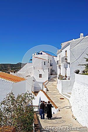 Village street, Frigiliana, Spain. Editorial Stock Photo