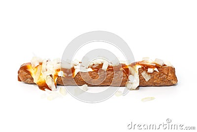 Frikandel speciaal, a Dutch fast food snack Stock Photo