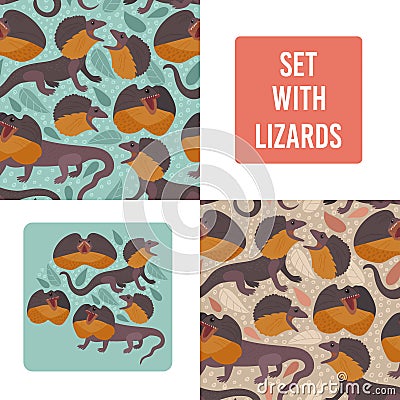 Frilled lizard print Vector Illustration