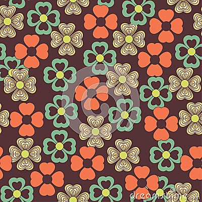 Retro African Floral Seamless Pattern Vector Illustration