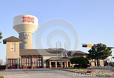 Frisco Texas Water Tower and Fire Station, Frisco, Texas Editorial Stock Photo