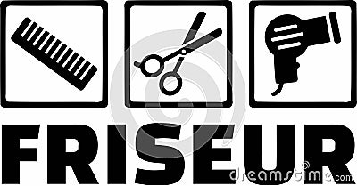 Friseur Hairdresser Icons Vector Illustration