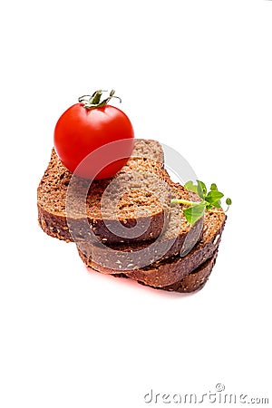 Frish bread with cerry tomatoes Stock Photo