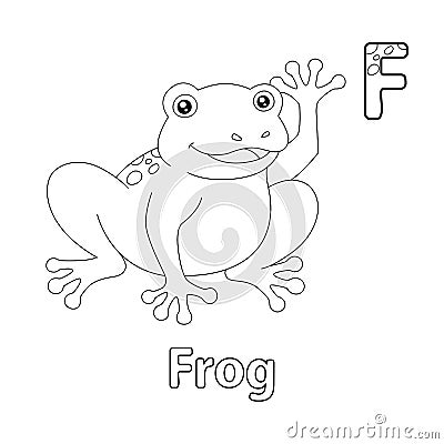 Frog Alphabet ABC Coloring Page F Vector Illustration