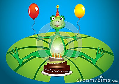 Frog birthday party Vector Illustration