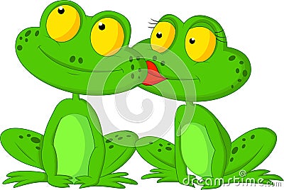 Frog cartoon kissing Vector Illustration