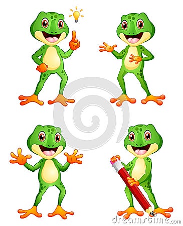 Frog cartoon set Vector Illustration