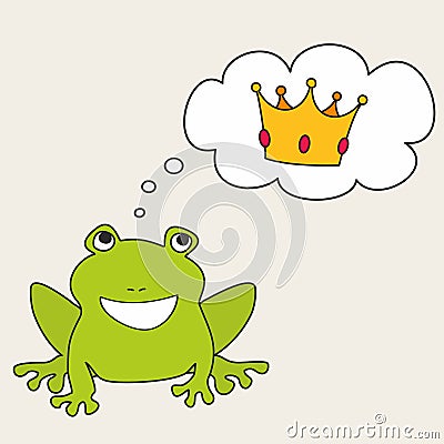 Frog dreaming about crown vector illustration Vector Illustration