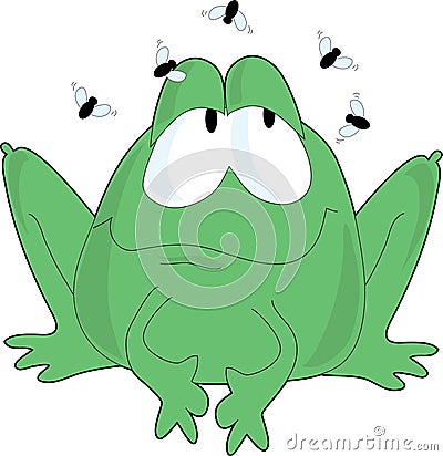 Frog Flies Vector Illustration