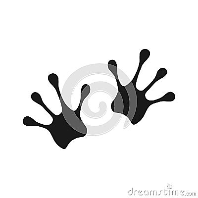 Frog footprint black icon. Handmade animal foot symbol. Vector Illustration