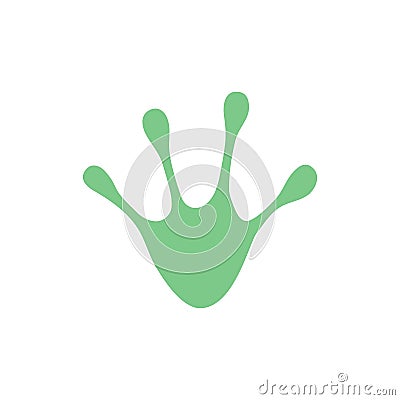 Frog footprint green icon. Handmade animal foot symbol. Vector Illustration
