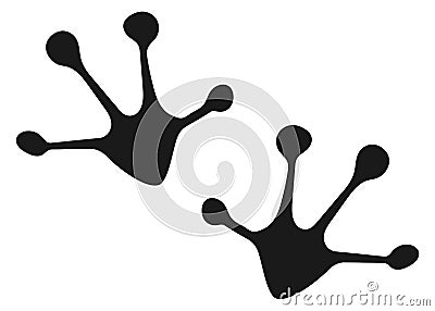 Frog footprint. Toad feet black silhouette logo Vector Illustration