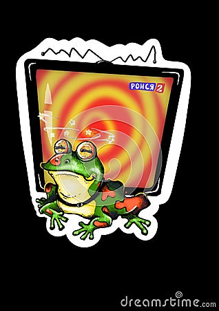 The frog from futurama. Television kills. Stock Photo
