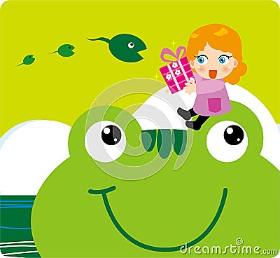 Frog Gift Vector Illustration