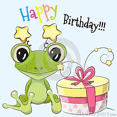 Frog with gift Vector Illustration
