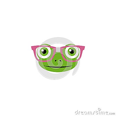 Frog with glasses icon isolated on white background Vector Illustration