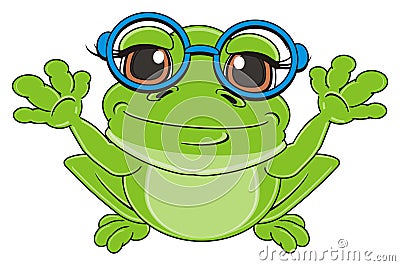 Frog in glasses sit Stock Photo