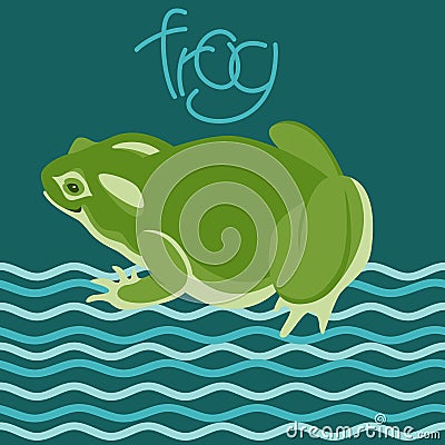 Frog green vector illustration flat style profile Vector Illustration