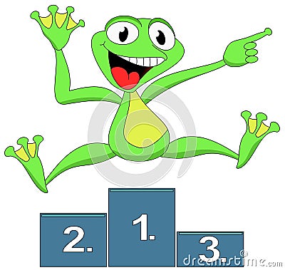 Frog happy winner Stock Photo