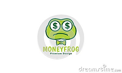 Frog head cartoon with money logo vector icon symbol graphic design illustration Vector Illustration