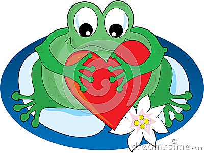 Frog with a Heart Vector Illustration