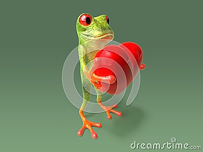 Frog with a heart Stock Photo