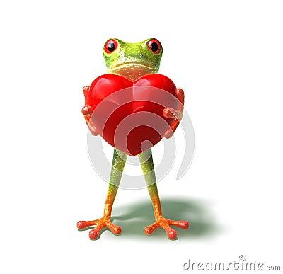 Frog with a heart Stock Photo