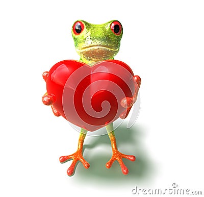 Frog with a heart Stock Photo