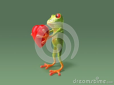 Frog with a heart Stock Photo