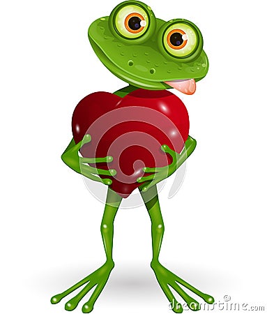 Frog with heart Vector Illustration