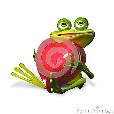 Frog with heart Stock Photo