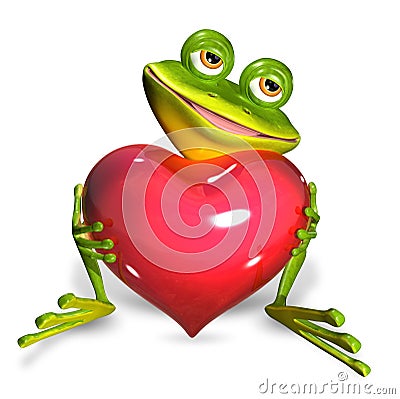 Frog with heart Stock Photo