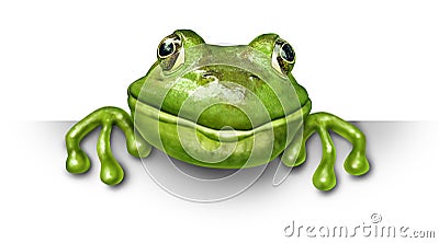 Frog holding a blank sign Stock Photo