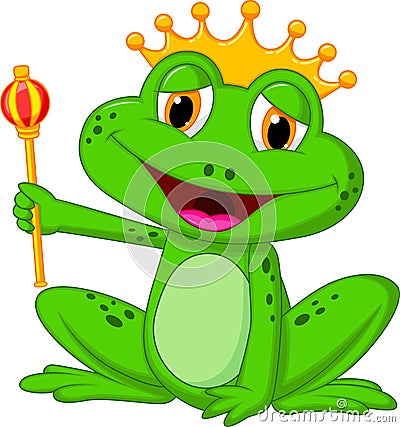 Frog king cartoon Vector Illustration